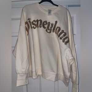 Disney Cream with Gold sparkles Disneyland crewneck Sweater